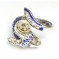 spectaculos inel " Aries ". champleve cobalt blue. Danemarca post-1950